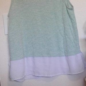 Light Teal White Trimmed Tank Top
